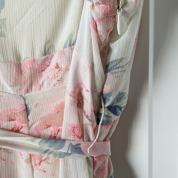 Chiffon Floral Print Empire Waist Dress - Picture 2 of 3